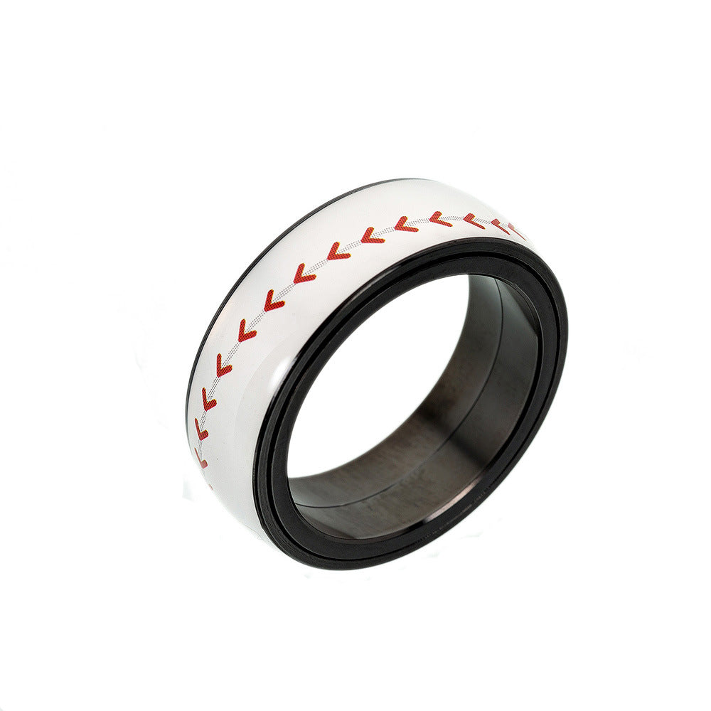Planderful Everyday Genie Titanium Steel Ring Unisex Rotating Decompression Jewelry For Sports Fans