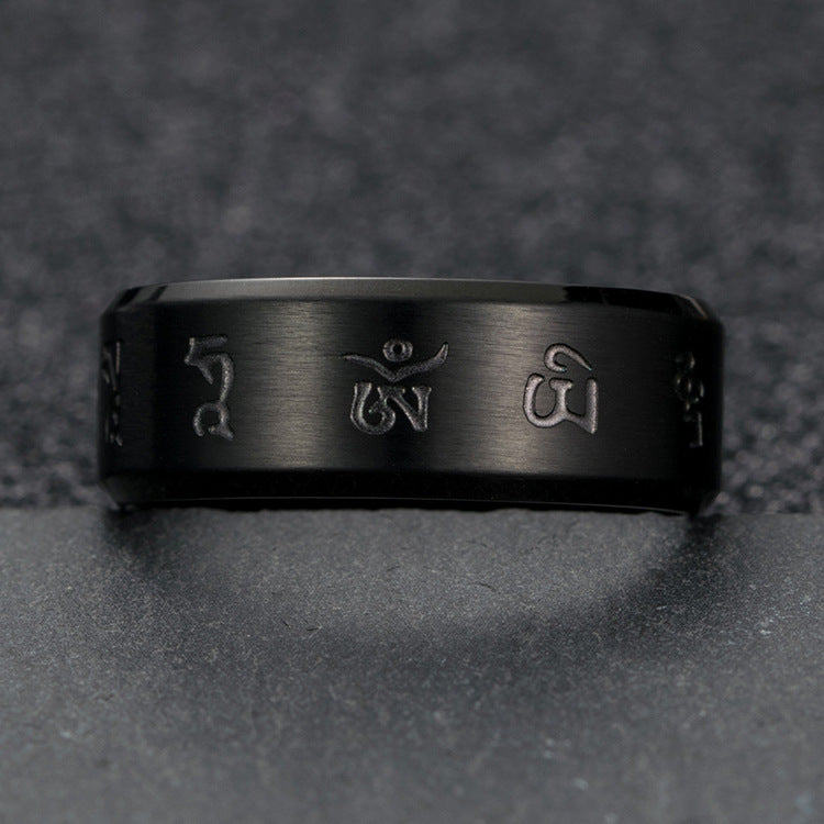 Steel Ring – Elegant Rotatable Tibetan Chinese Style Mens Stress Relief Accessory By Planderful