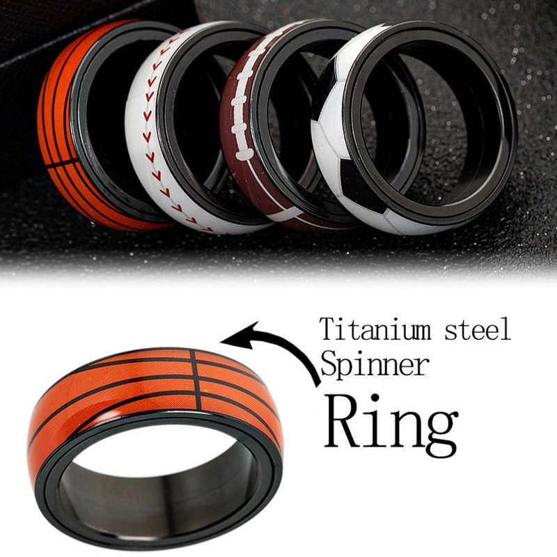 Planderful Everyday Genie Titanium Steel Ring Unisex Rotating Decompression Jewelry For Sports Fans