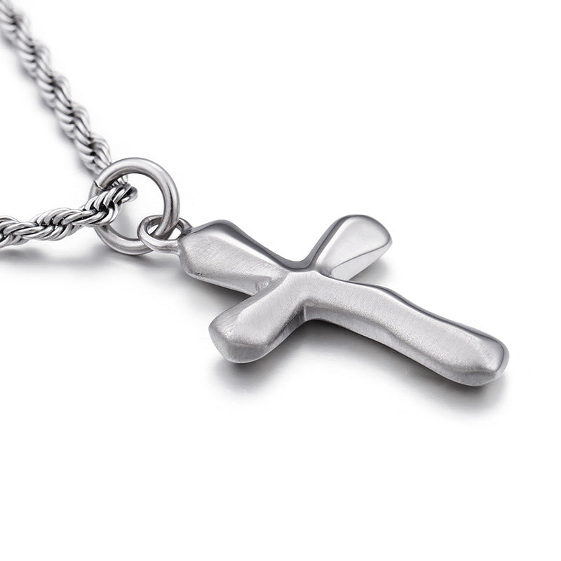 Stainless Steel Cross Pendant Necklace for Men with European and American Design