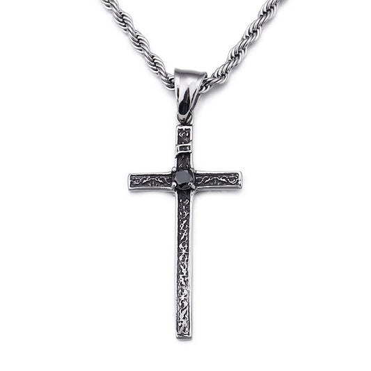 Men's Retro Titanium Steel Cross Pendant - Trendy Simple Jewelry for Modern Style