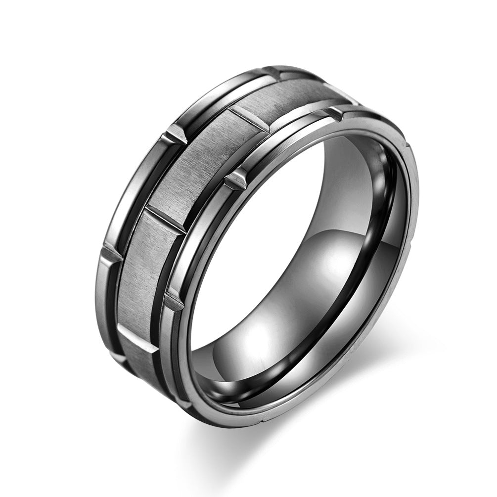 Cross-Border E-Commerce Titanium Steel Brushed Couple Ring