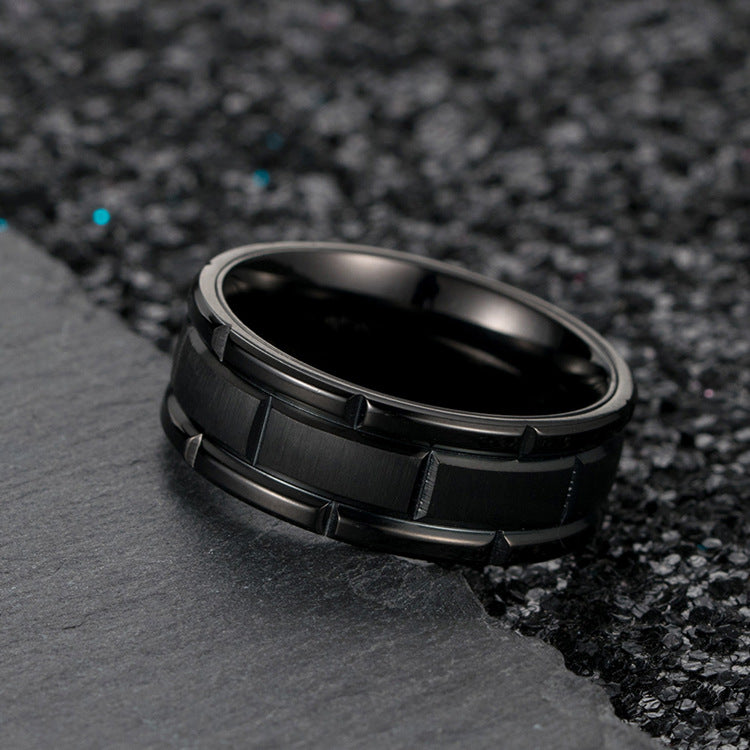 Cross-Border E-Commerce Titanium Steel Brushed Couple Ring