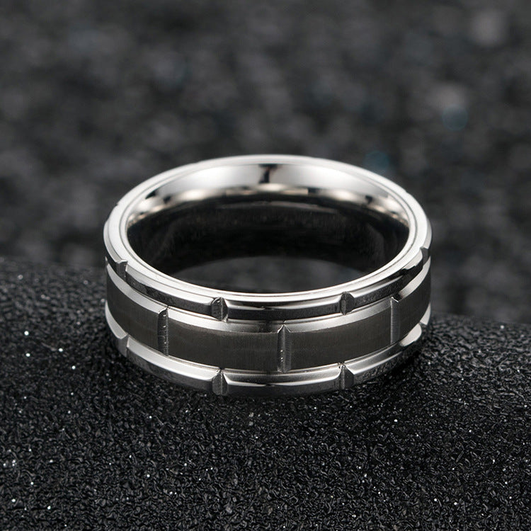 Cross-Border E-Commerce Titanium Steel Brushed Couple Ring