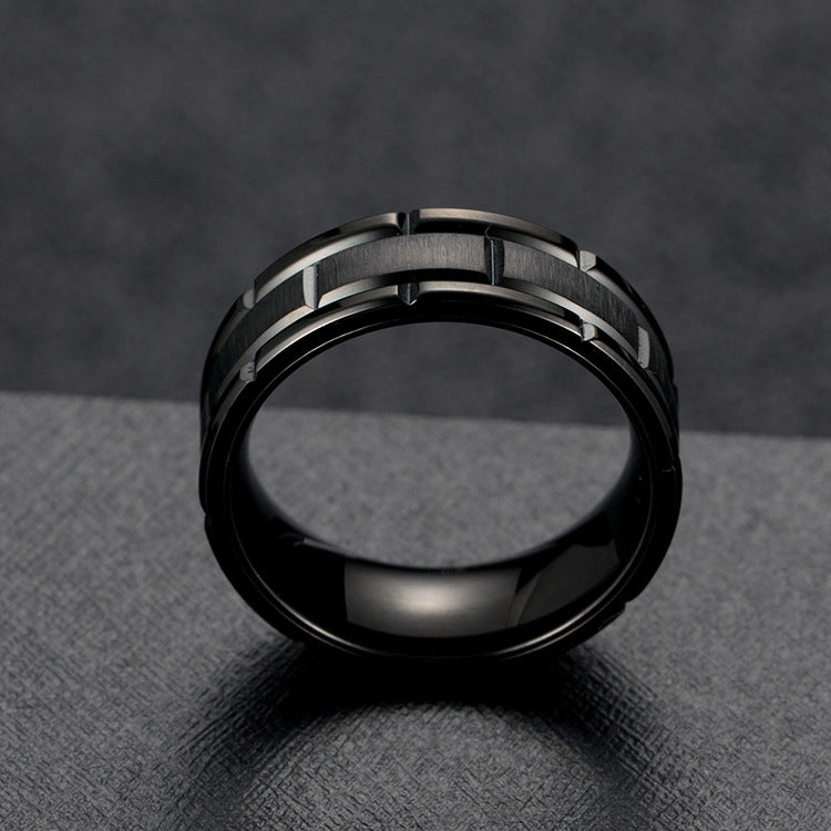 Cross-Border E-Commerce Titanium Steel Brushed Couple Ring