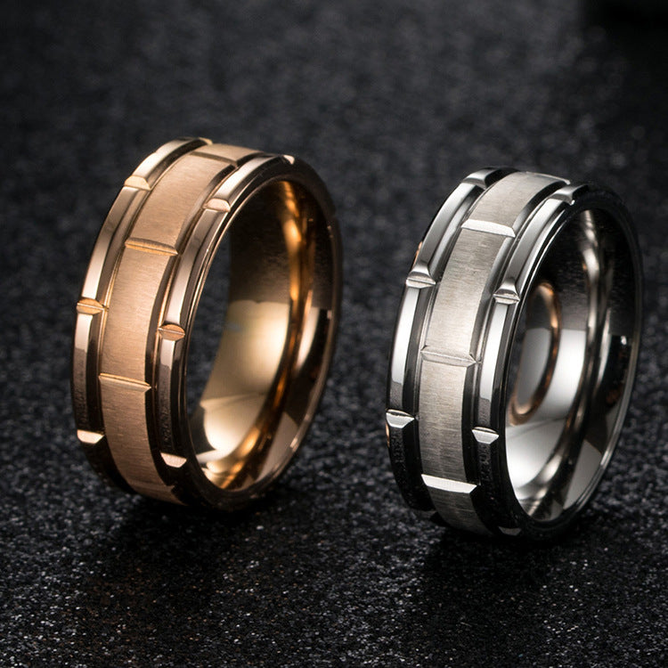 Cross-Border E-Commerce Titanium Steel Brushed Couple Ring