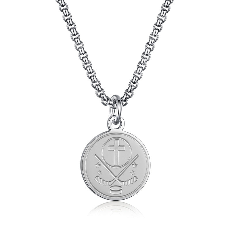 Amazon Baseball Cross Scripture Pendant for Men in Steel