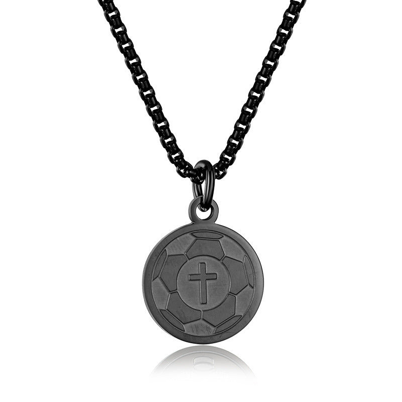 E-commerce Baseball Cross Round Pendant Stainless Steel Men's Fitness