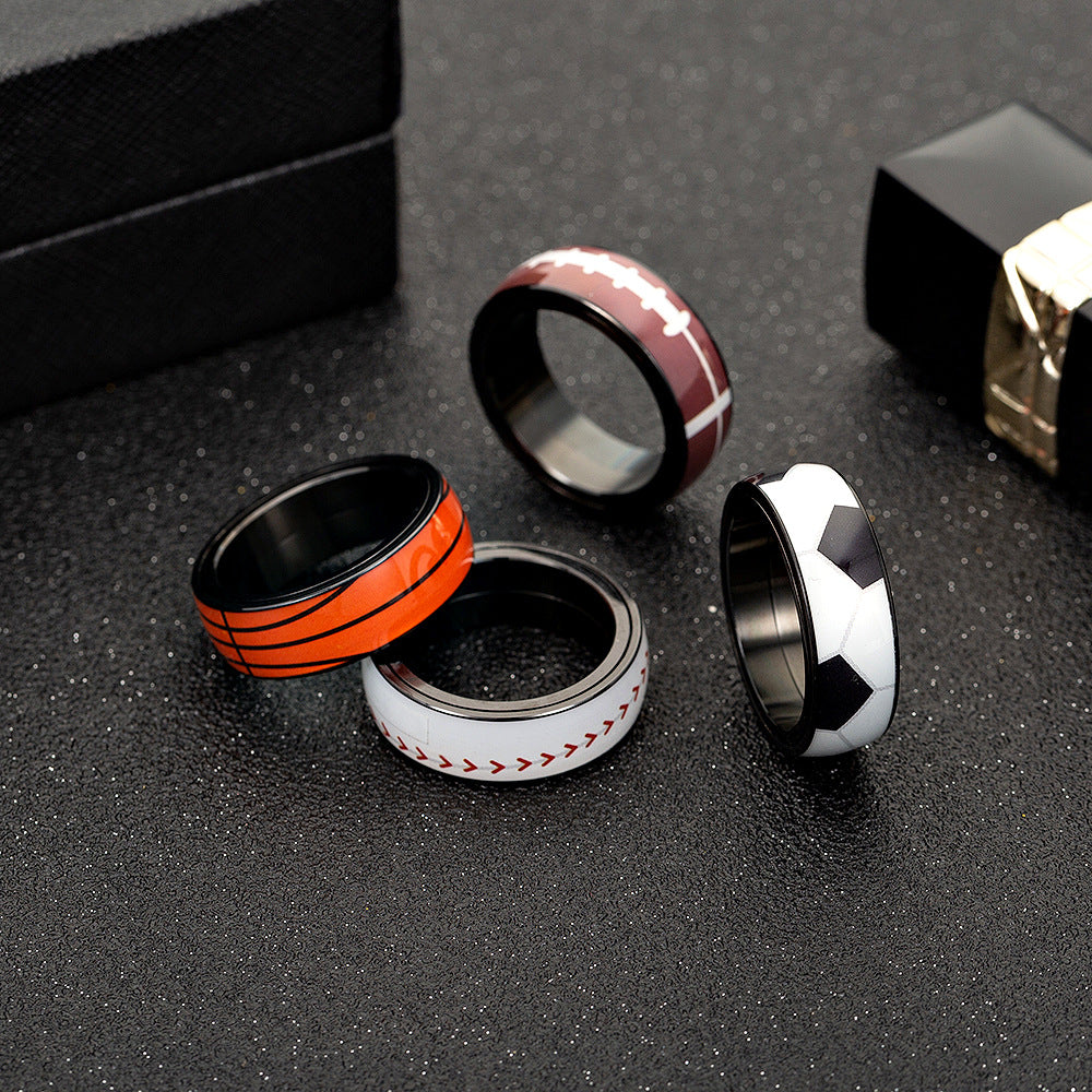 Planderful Everyday Genie Titanium Steel Ring Unisex Rotating Decompression Jewelry For Sports Fans