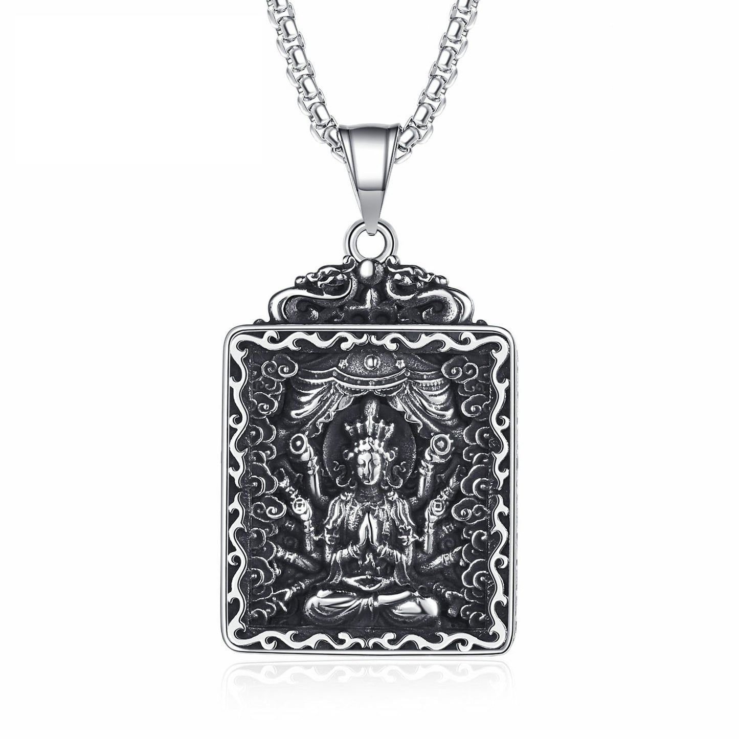 Steel Necklace - Vintage Buddha Zodiac Pendant