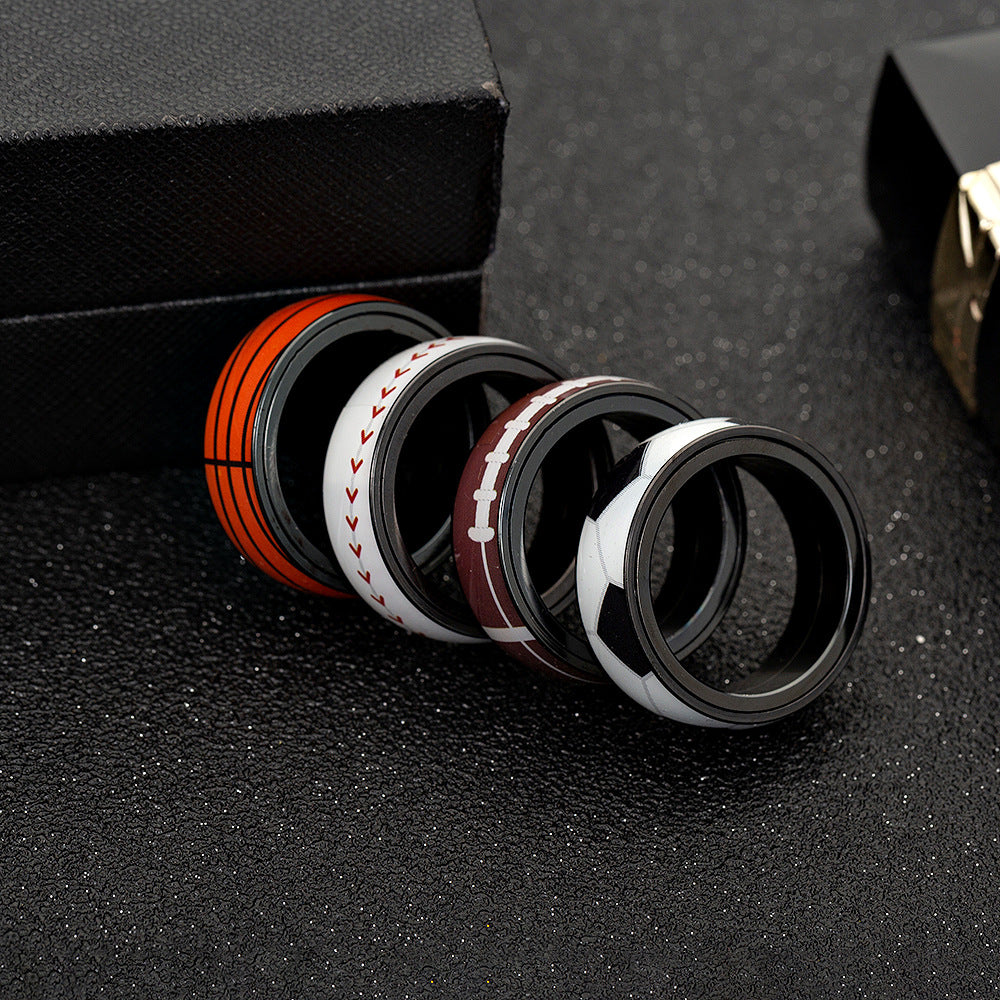Planderful Everyday Genie Titanium Steel Ring Unisex Rotating Decompression Jewelry For Sports Fans