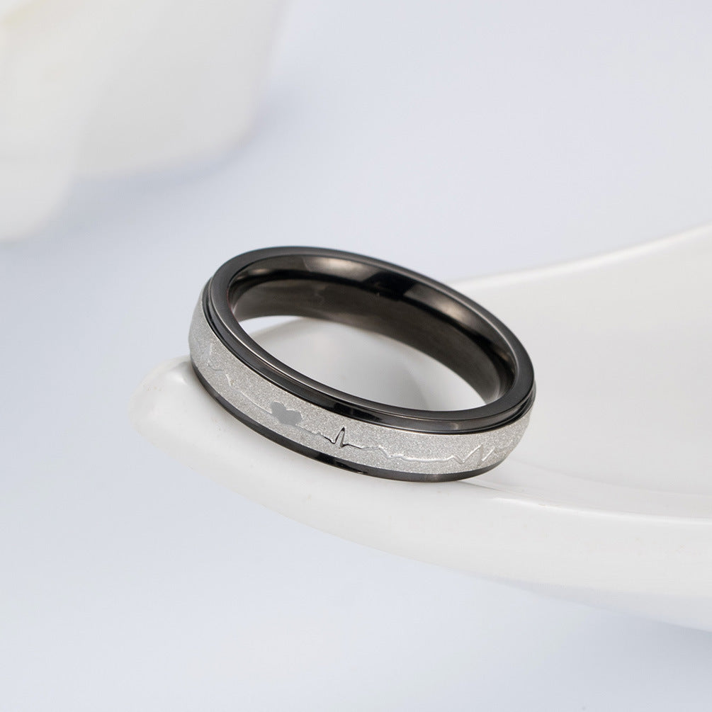 Stainless Steel Electrocardiogram Couple Ring – Stainless Steel