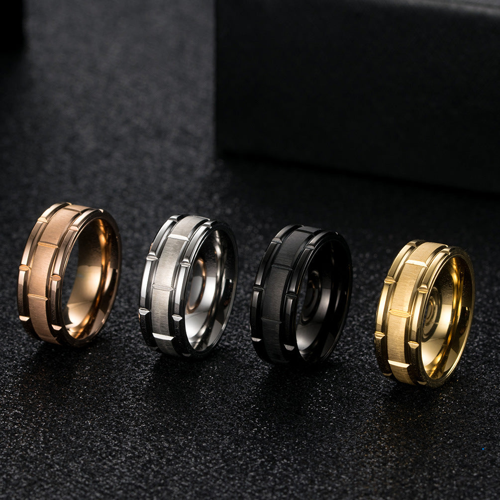 Cross-Border E-Commerce Titanium Steel Brushed Couple Ring