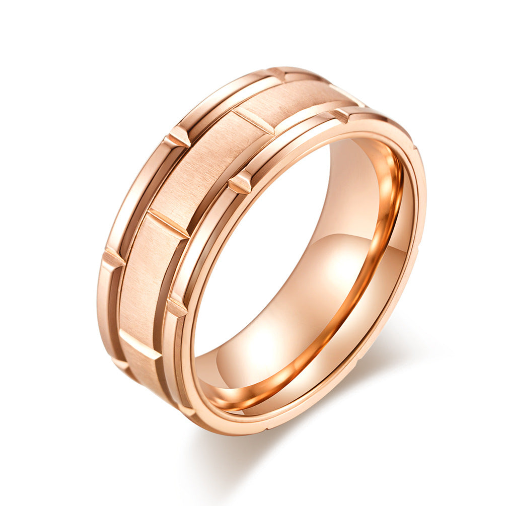 Cross-Border E-Commerce Titanium Steel Brushed Couple Ring
