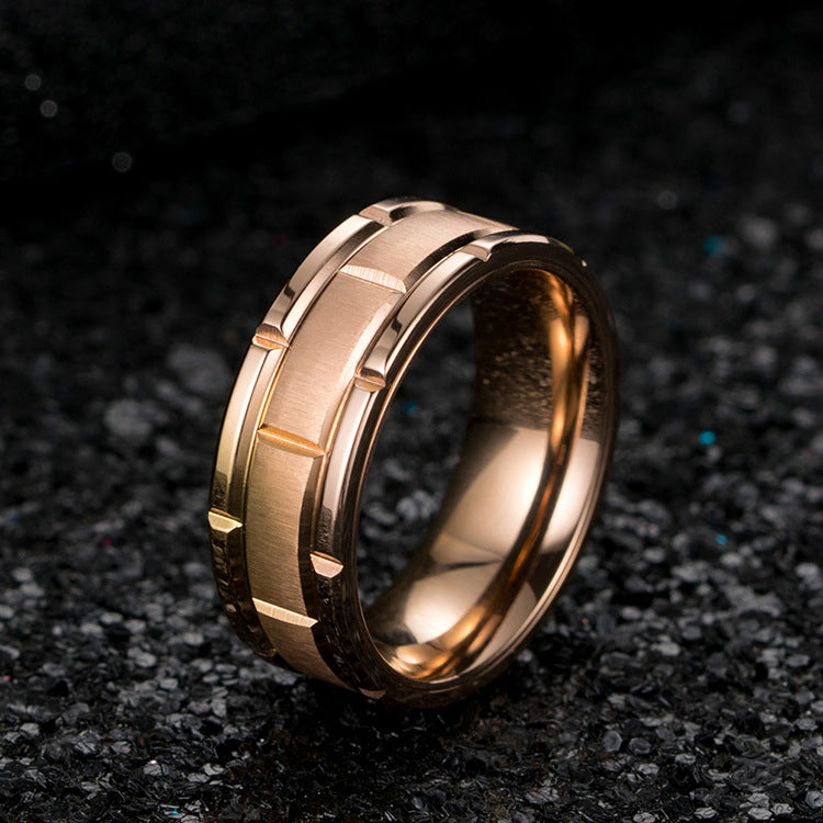 Cross-Border E-Commerce Titanium Steel Brushed Couple Ring