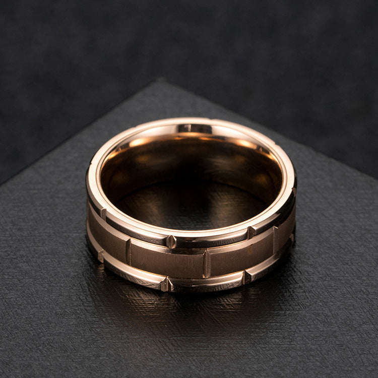 Cross-Border E-Commerce Titanium Steel Brushed Couple Ring