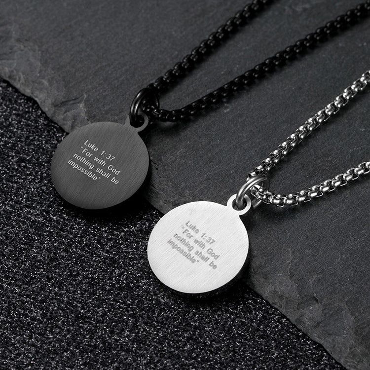 E-commerce Baseball Cross Round Pendant Stainless Steel Men's Fitness