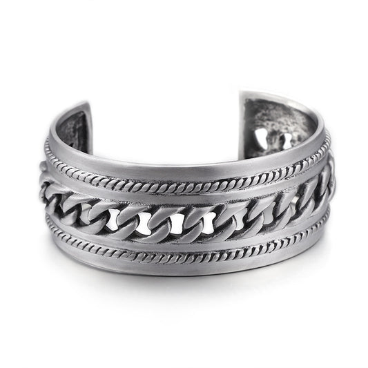 Punk Bracelet – Titanium Steel Men's Chain Open Bracelet – Rough