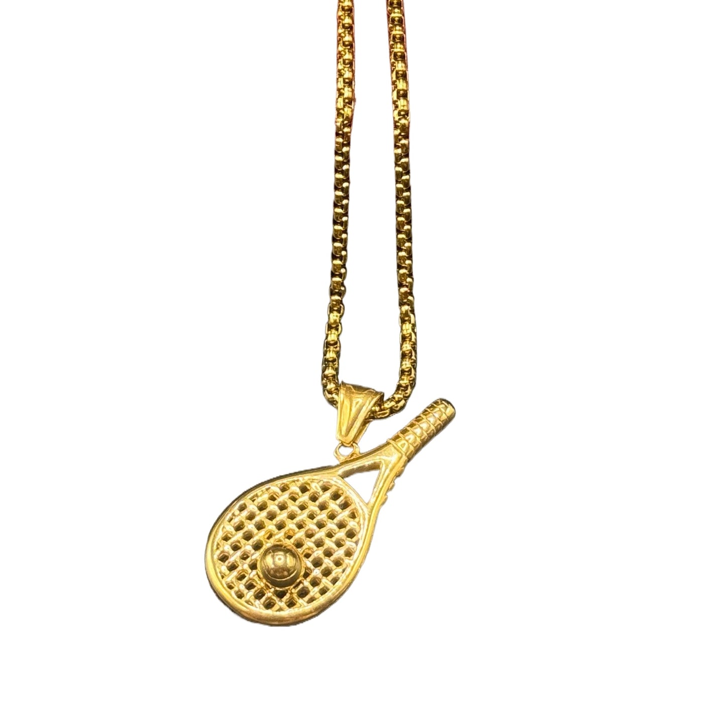1. Planderful Tennis Racket Pendant Necklace Stainless Steel Men Unisex Fashion Jewelry Gift
