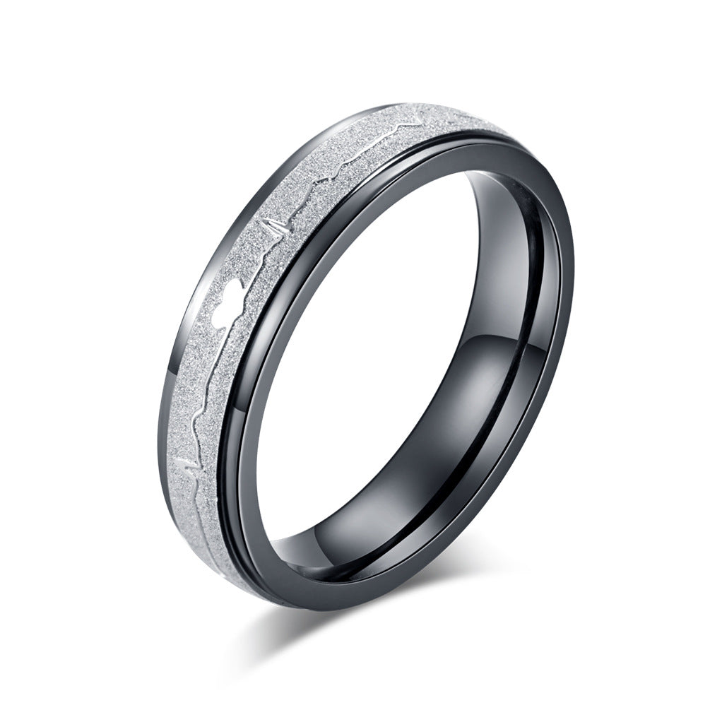 Stainless Steel Electrocardiogram Couple Ring – Stainless Steel