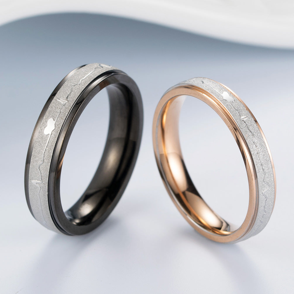 Stainless Steel Electrocardiogram Couple Ring – Stainless Steel