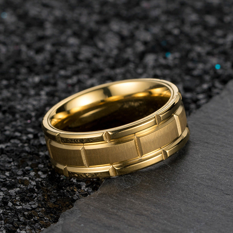 Cross-Border E-Commerce Titanium Steel Brushed Couple Ring