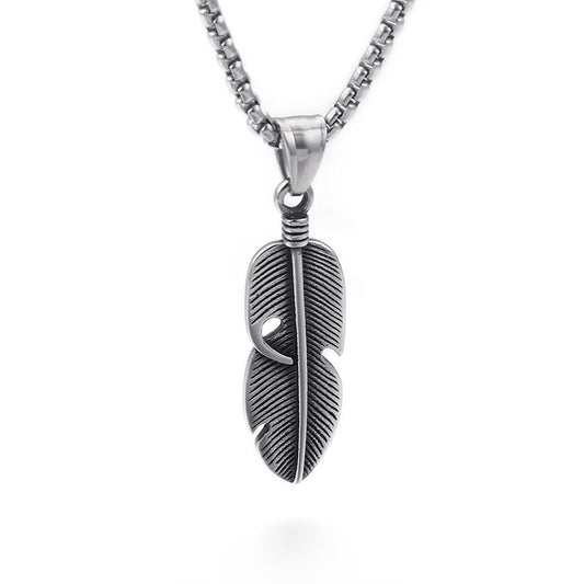 Feather Pendant Necklace for Stylish Men