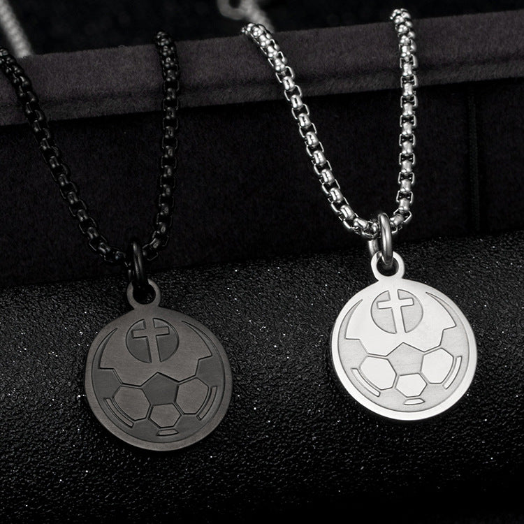 E-commerce Baseball Cross Round Pendant Stainless Steel Men's Fitness