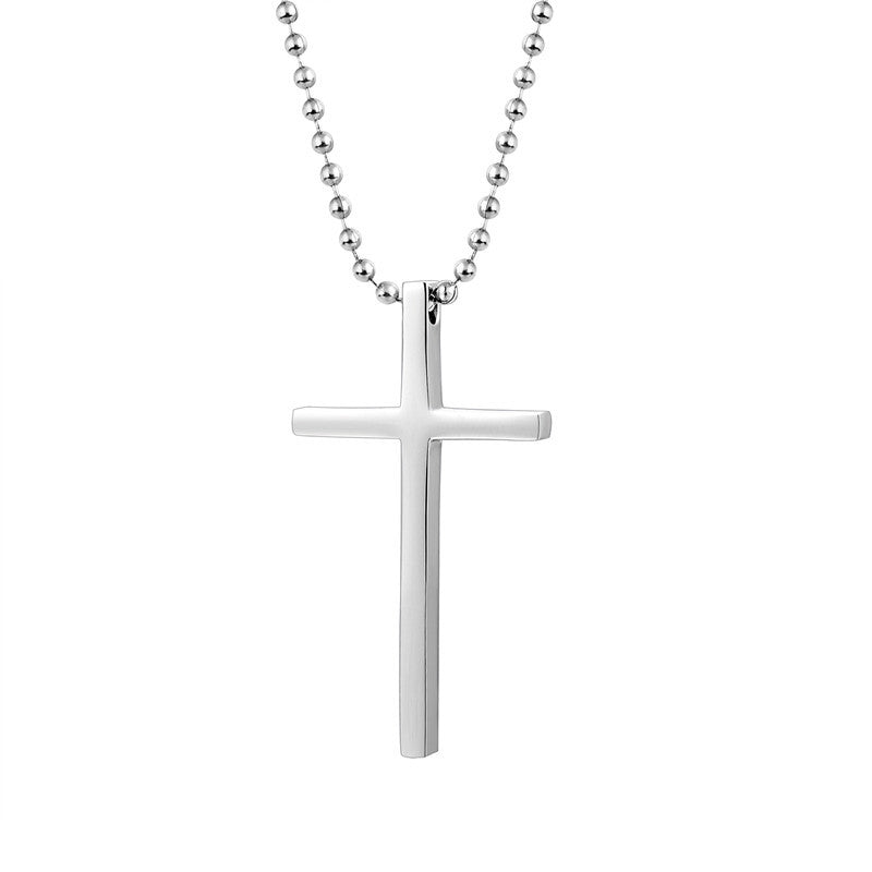Planderful Everyday Genie Cross Pendant Necklace Stainless Steel Polished Thickened Unisex Protection