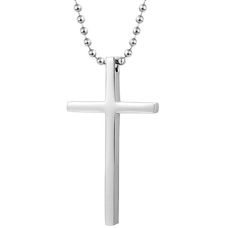 Planderful Everyday Genie Cross Pendant Necklace Stainless Steel Polished Thickened Unisex Protection