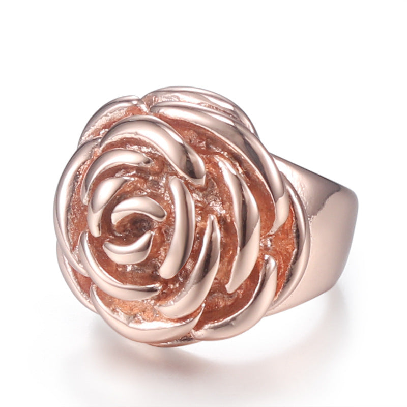 Creative Rose Gold Titanium Steel Ring for Women - European and American Fashion Design