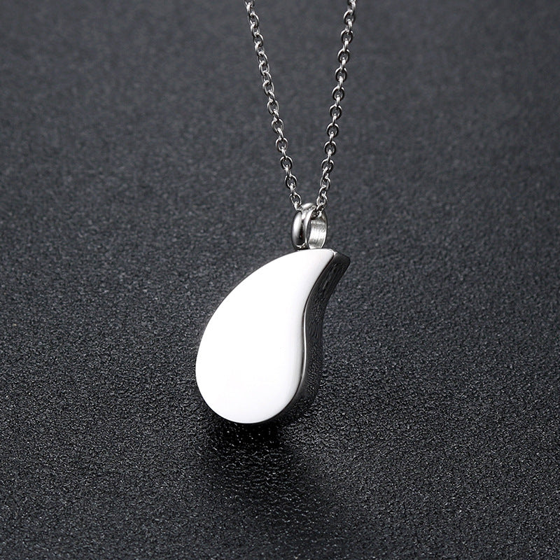 Stylish Titanium Steel Pendant with Water Drop Design, Custom Retro Pet Memorial Urn for Men