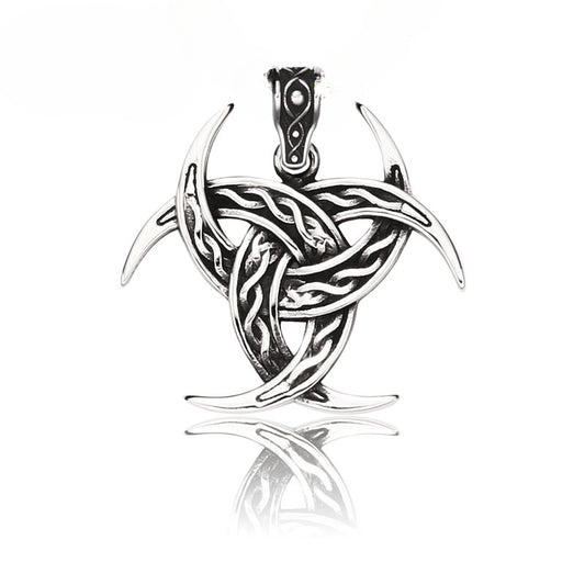 Titanium Steel Odin Angle Cup Men's Pendant with Viking Celtic Knot Design