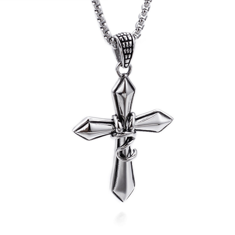 Stylish Men's Stainless Steel Cross Pendant in Korean Titanium Steel