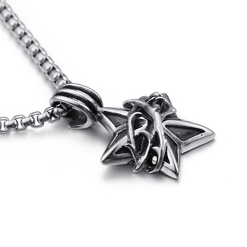 Lucky Star Inspired Men's Stainless Steel Pendant with Retro Design