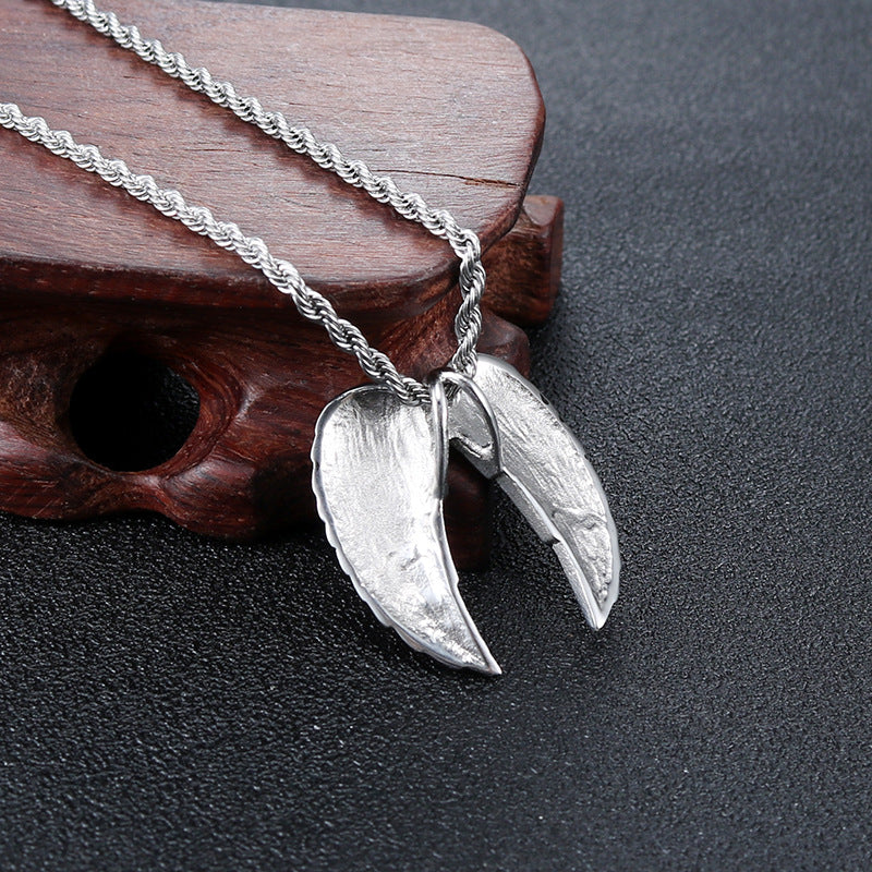 Personalized Retro Punk Angel Wing Pendant in Titanium Steel for Men