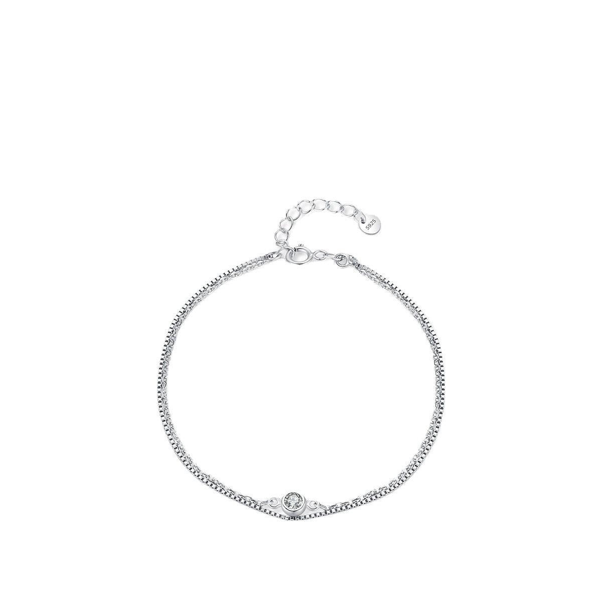 Everyday Genie Sterling Silver Zircon Layered Bracelet for Women