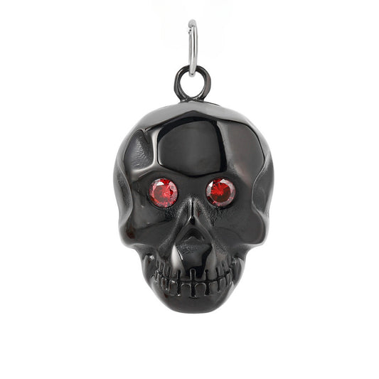 Halloween Red Zircon Robot Skull Titanium Steel Pendant for Men