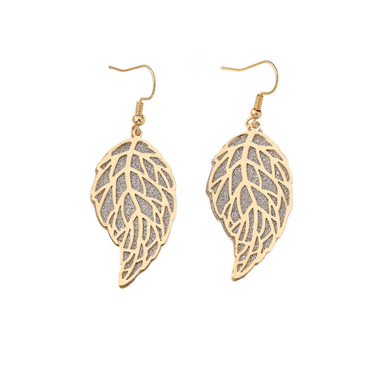 Planderful Vienna Verve Earrings – Stylish Metal Hollow Leaf Design