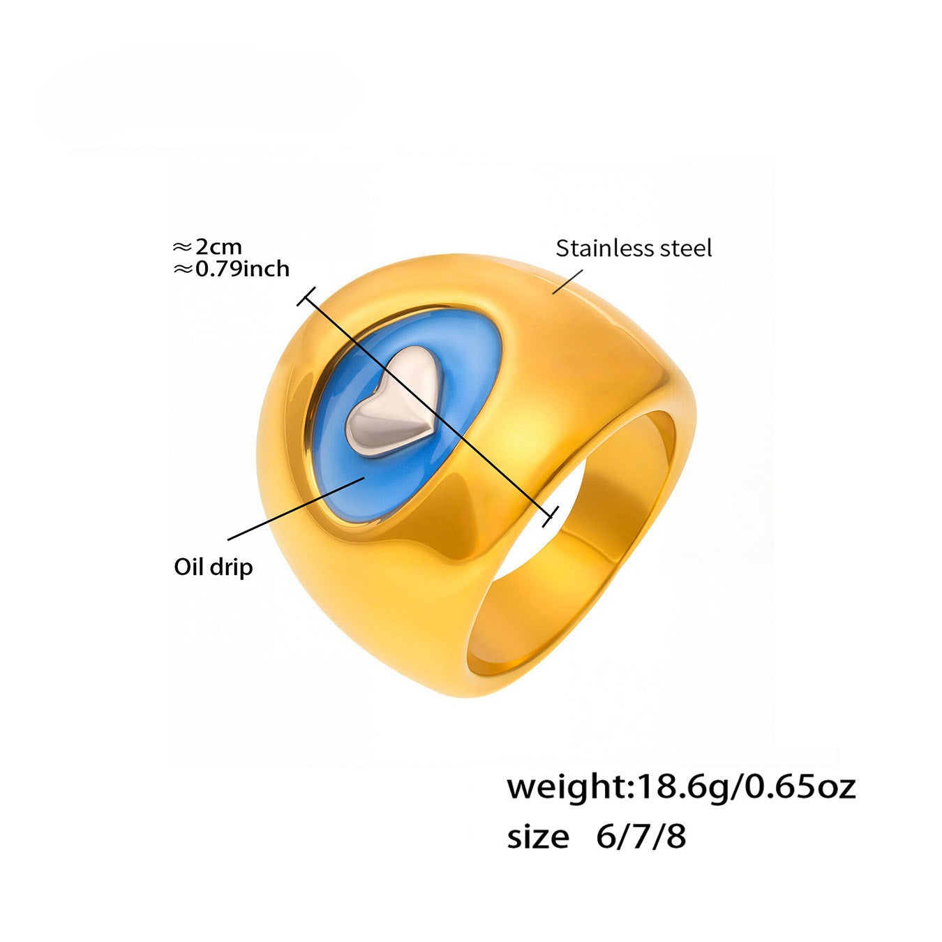 Planderful 18K Gold Plated Dripping Oil Ring For Women