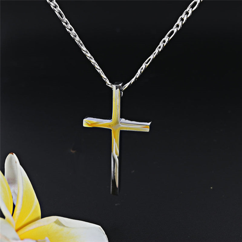 Planderful Everyday Genie Cross Pendant Necklace Stainless Steel Polished Thickened Unisex Protection