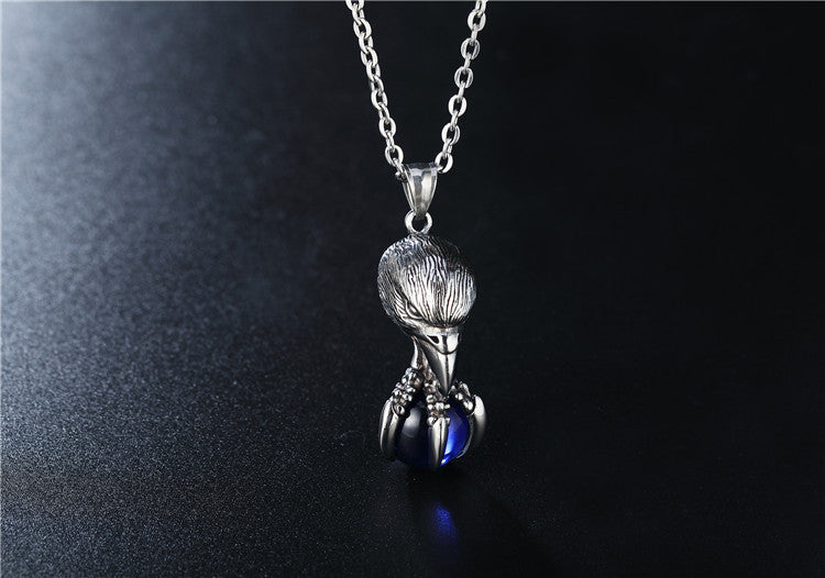 Titanium Steel Pendant Necklace Eagle Claw Stone Unisex Protection Planderful Everyday Genie
