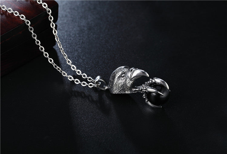 Titanium Steel Pendant Necklace Eagle Claw Stone Unisex Protection Planderful Everyday Genie