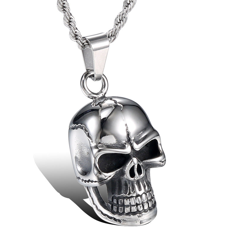 Titanium Steel Skull Pendant for Men - Retro Punk Religious Totem Jewelry in Stainless Steel
