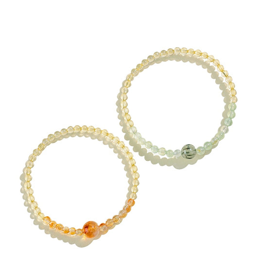 4 mm Citrine & Green Rutilated Quartz Bracelet