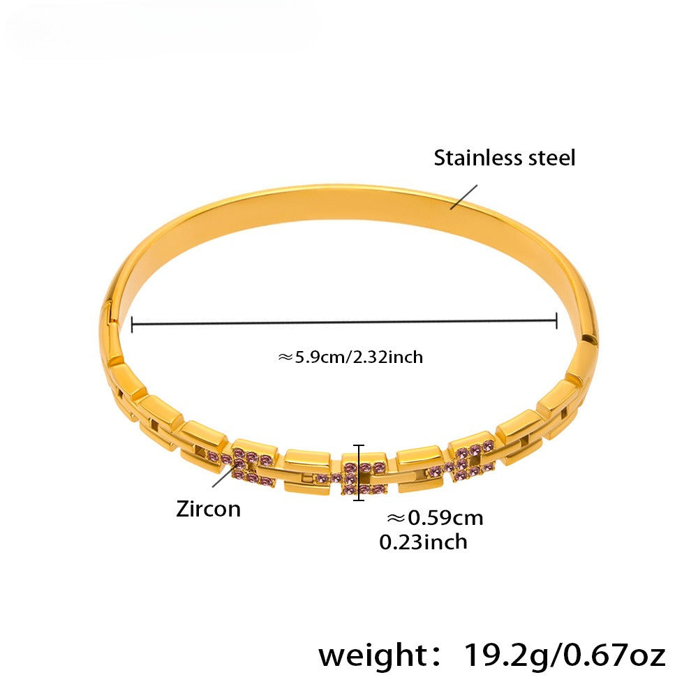 Planderful Zircon Buckle Bracelet Gold Plated For Women