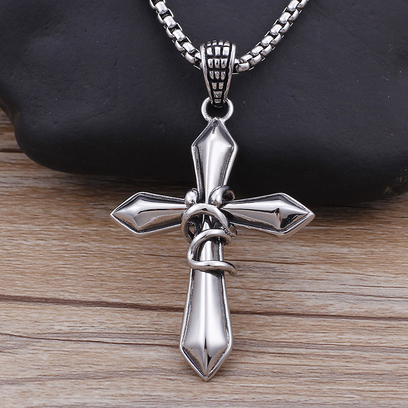 Stylish Men's Stainless Steel Cross Pendant in Korean Titanium Steel