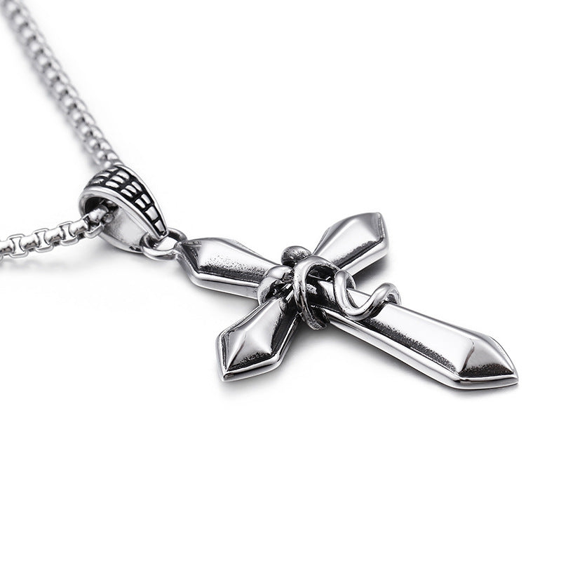 Stylish Men's Stainless Steel Cross Pendant in Korean Titanium Steel