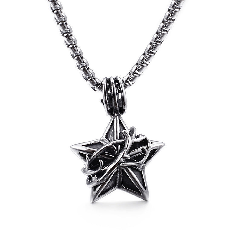 Lucky Star Inspired Men's Stainless Steel Pendant with Retro Design