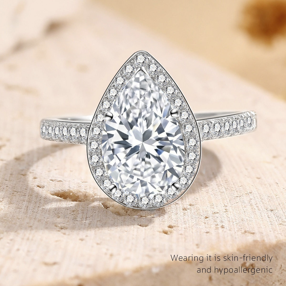 Drop-Shaped Zircon S925 Sterling Silver Women's Ring